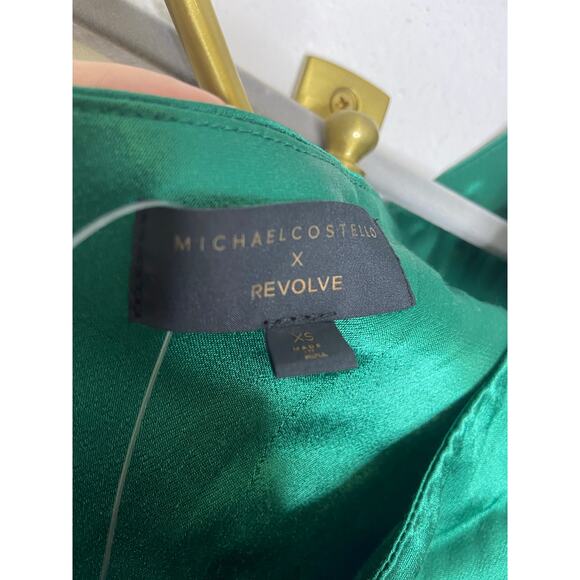 Michael Costello x REVOLVE Heather Gown One Shoulder Asymmetrical Hem Green XS - Picture 9 of 10